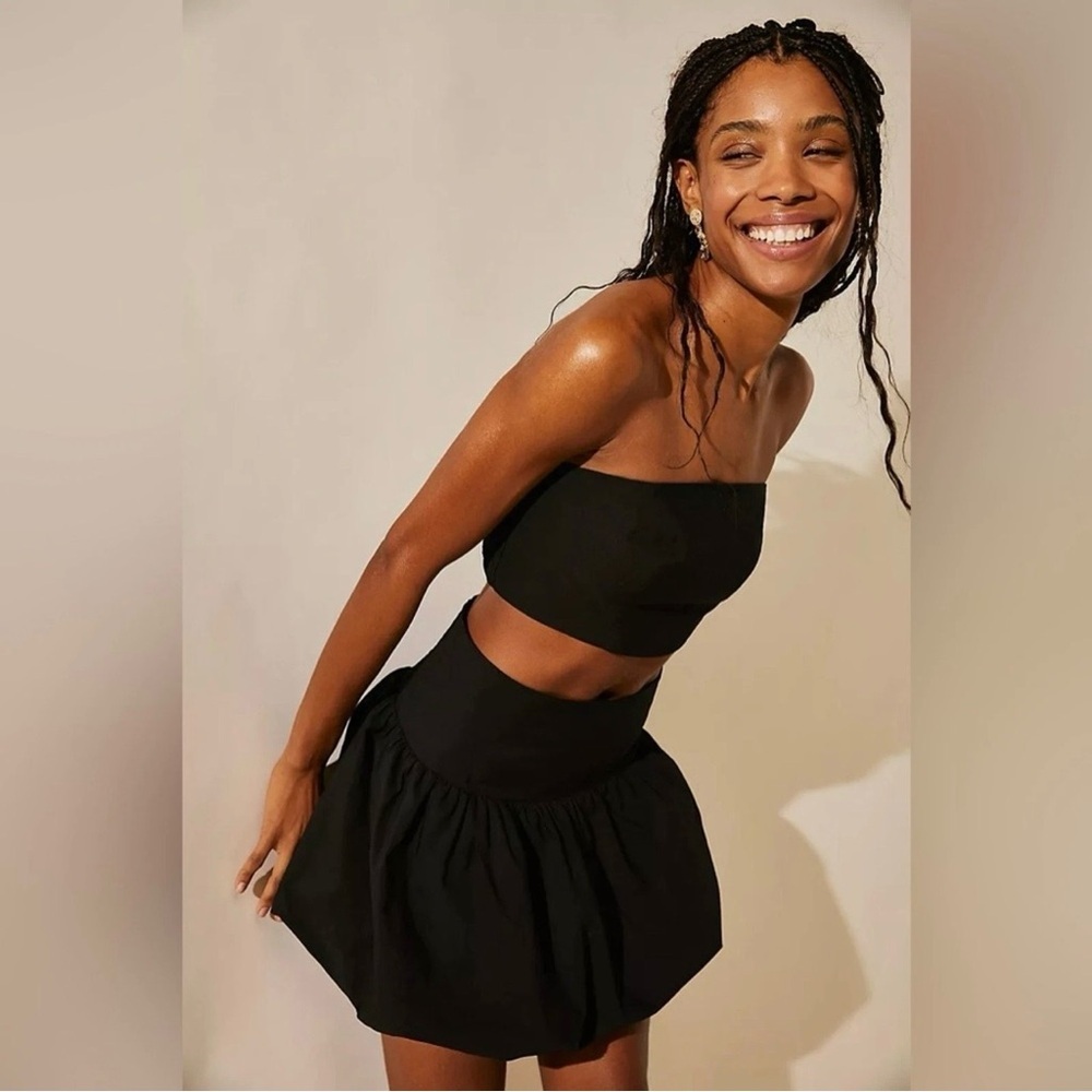 Free People Lula Bubble Skirt Black Mini Womens Size Large Boho Festival